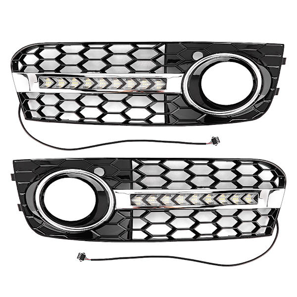 Auton etusäleikkö LED-vilkkuvaloilla ja päiväajovaloilla Audi A4 B8:lle (2009-2011)