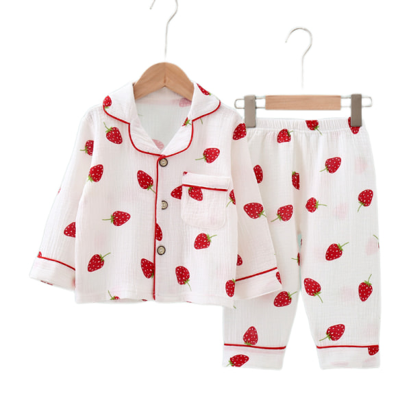 Oddler Pyjamas Sommarpyjamas för flickor pojkar, L (vit jordgubbe)