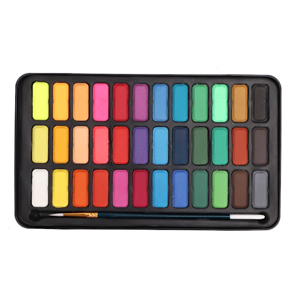 36 farver fast vandfarve pigment tegne maling kunst maleri værktøjssæt med jernkasse