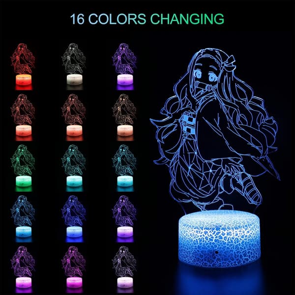 Demon Natlamper, 3D Illusion 16 Farver Bordlampe med Til
