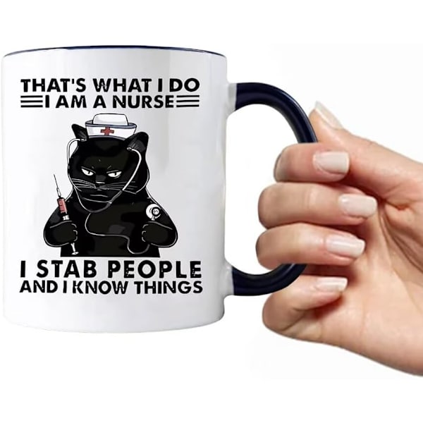Jeg er en Sygeplejerske Knap 11 Ounce, Sjov Sygeplejerske Kaffe Knap, Sød Kat Nyhed Gaver til Sygeplejerske Kvinder Pige Kat Elsker, Personlig Keramik Te Kop til Kaffe, Te Style 7