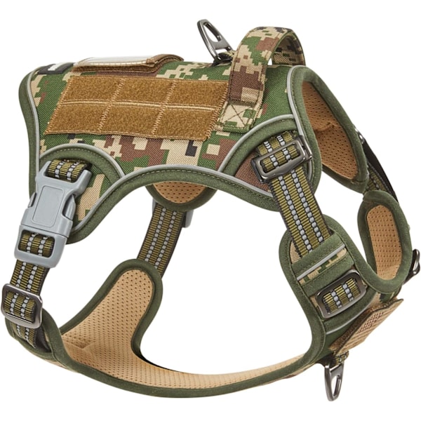 Taktisk hundsele för medelstora hundar utan drag, berömd TIK Tok hundsele utan drag, passform Smart reflekterande husdjurspromenadsele för träning, justerbar D Forest Camo M