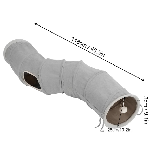 Foldable Cat Tunnel S Shaped Cat Play Tube Toy with Hanging Ball for Rabbits Kittens Puppies and Small Pets