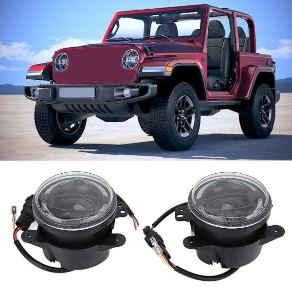 2 st 4 tum LED-Dimljus för Frontstötfångare Runda Körljus Ersättning för Jeep Wrangler 2007‑2018