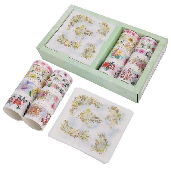 2 sarjaa Washi-paperitarranauhasarja Kukka Päiväkirjatarra Koristeteippi DIY Scrapbook-tarrat
