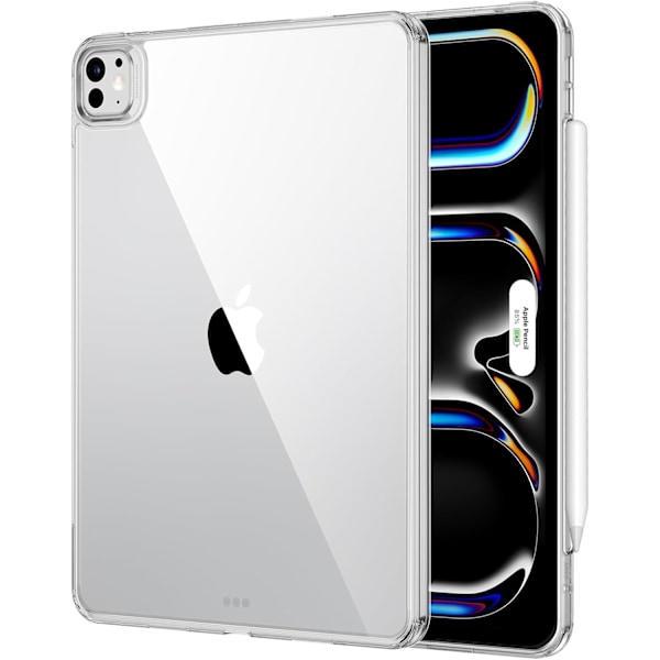 iPad Pro 13 tommer Cover M4(2024), Tyndt og let, Stød- og faldsikring, Gulningsbestandigt, Hård bagside, Understøtter Pencil Pro Clear Pro 13 2024