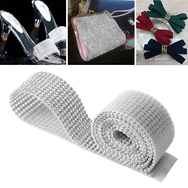 3mm DIY 10 rader imitert diamant mesh wrap rull krystall rhinestones bånd dekor (#03)