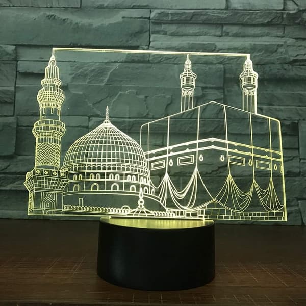 Kreativ 3D Islamsk Slott Nattlys 16 Farger Endring US