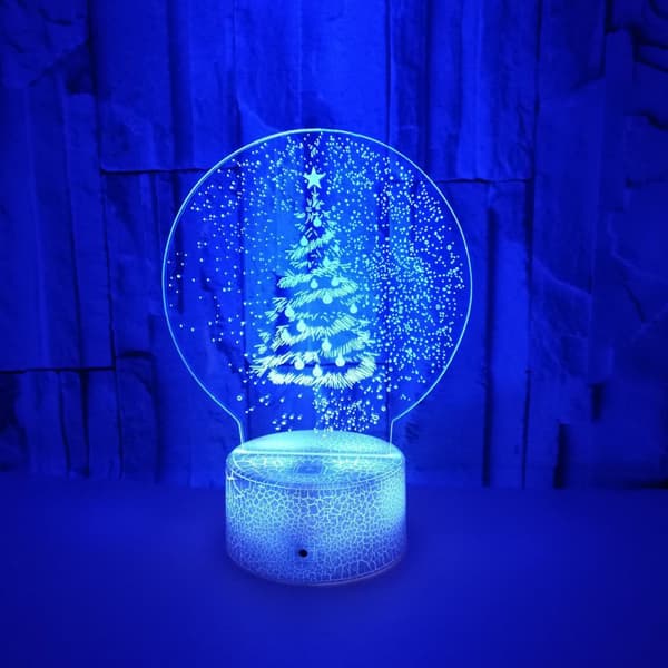 Juletre Nattlampe, 3D Illusjonslampe, 7 Farger Endring