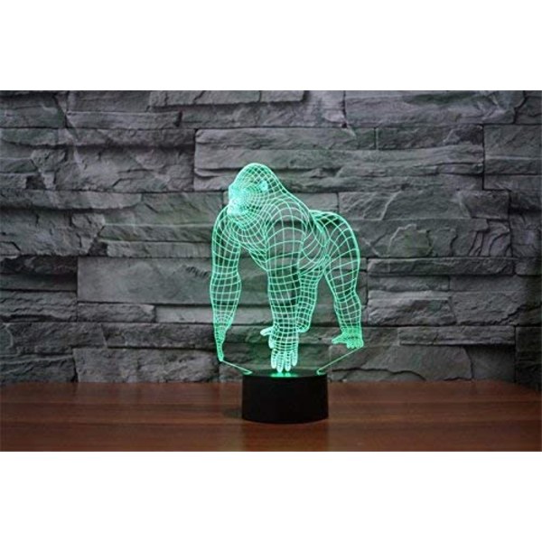 3D Abe Gorilla Natlampe Illusion Dyr LED Lamper