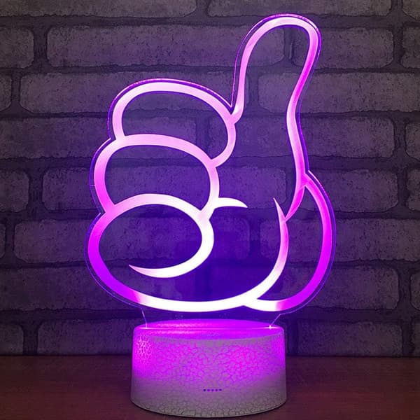 Tommelfinger 3D LED Optisk Illusion Natlampe med Smart Touch &