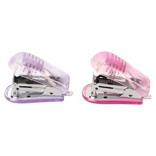 2 st miniklammer 20 ark kapacitet hävstångsstruktur bärbar klammer handhållen klammer för 24 stift 6 stift lila rosa