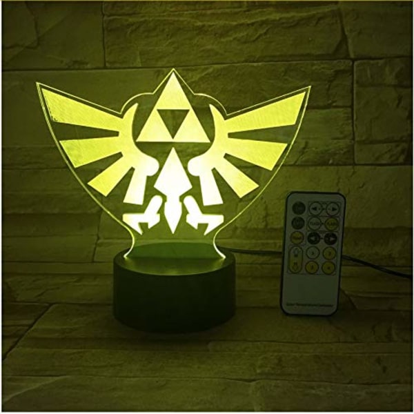 The Legend of Zelda Triangel 3D USB LED Nattlampa 7 Färger Illusion Lampa Touch eller Fjärrkontroll Barn Sovrum Skrivbordslampa