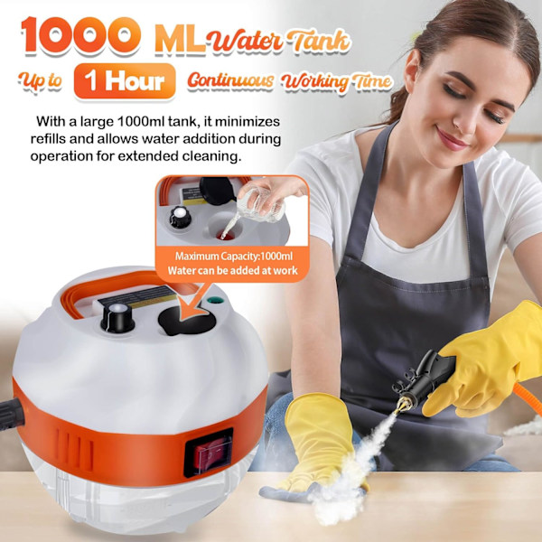 Damprenser 2500W Høytrykksdamper for rengjøring, Håndholdt damprenser, 1000ml bærbar damprens for hjemmebruk, Multifunksjonsdamper for kjøkken Cream (2500W)