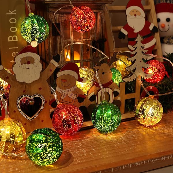3,3 meter 20 LED batteridrevne julelyslenker, vanntette julekuler, julekranser, buskfester, hage A