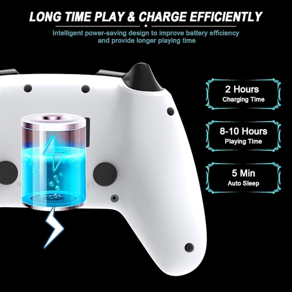 Bryterkontroller, trådløs Pro-kontroller for Nintendo Switch/Lite/OLED, trådløs bryterkontroller med 8 LED-lys/Turbo/Dobbel vibrasjon/6 Gyro Ax Off-white