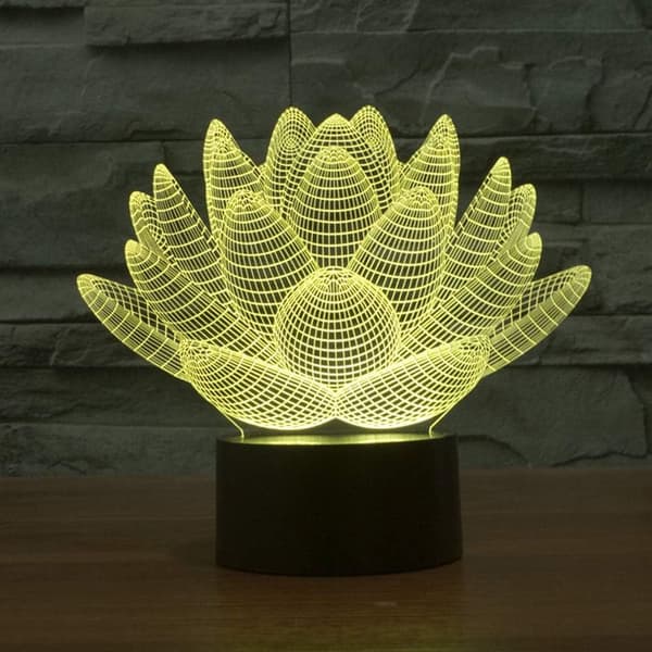 3D LED Blomstrende Lotus Optisk Illusion Sensor Natlys med Smart Berøring