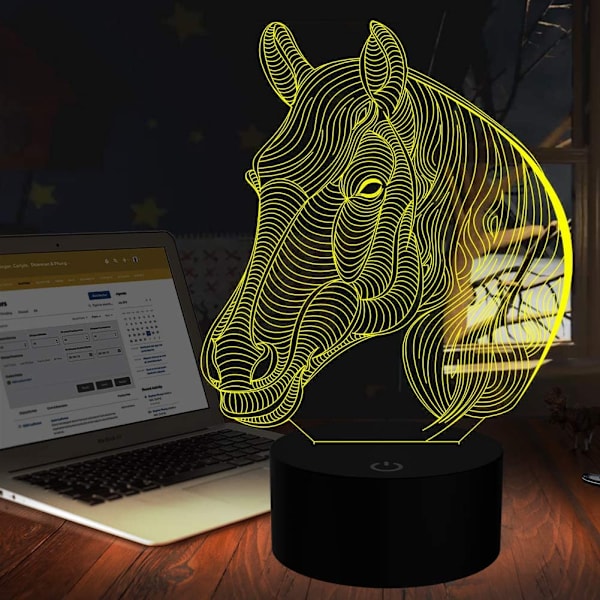 Häst nattlampa, 3D illusion bordslampa nattlampa för barn