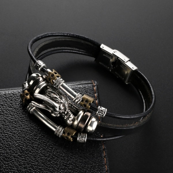 Herrar Vintage Läder Armband Rep Armband Bangle