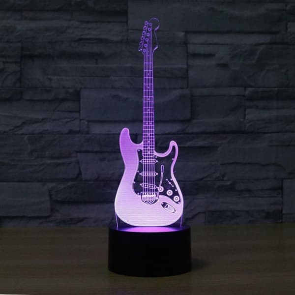 3D Elektrisk Gitar Nattlys Musikk Note Berøringsbryter Dekor