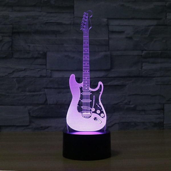 3D Elektrisk Gitarr Nattlampa Musik Not Touch Switch Dekor