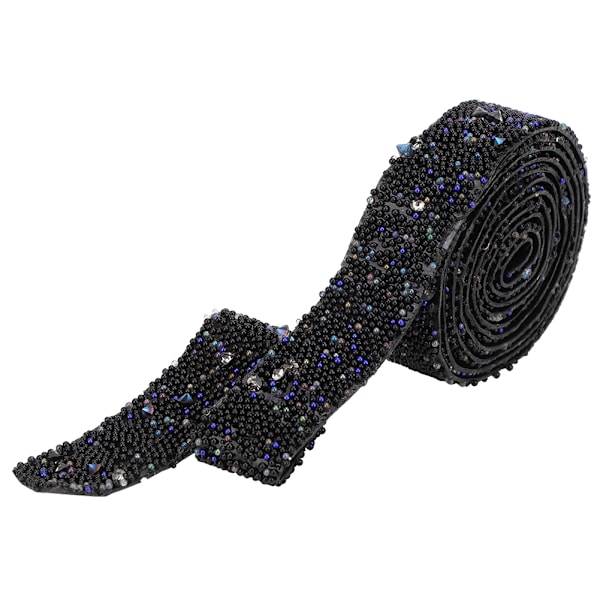1 Yard Delikat Glansig Kristall Paljetter Pärlband Kristall Band Trim DIY Hantverk (Svart)