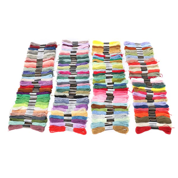150 stk broderigarn flerfarget korssting floss polyester bomullsspoler 8 meter