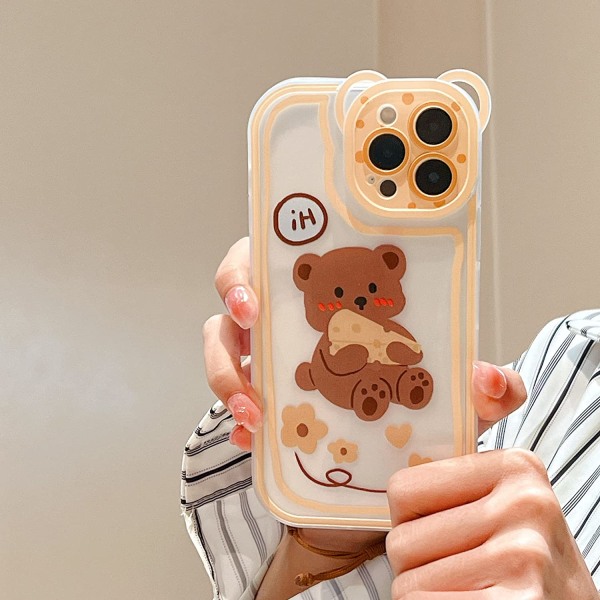 Kompatibel med iPhone 12 Case Transparent Cute Bear Head P