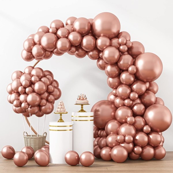 129 stk. Rosaguldballoner Latexballoner Forskellige Størrelser 18 12 10 5 Tommer Festballon Sæt til Fødselsdagsfest Valentinsdag Baby Shower Graduatio Rose Gold