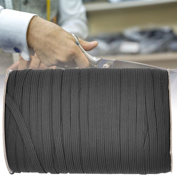 200 meter/rulle elastiskt band med hög elasticitet, multifunktionellt för skyddskläder, 6 mm bredd, svart