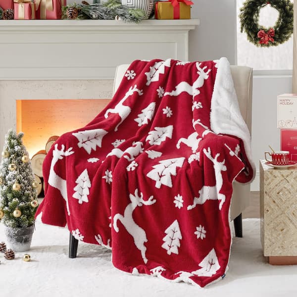 Julpläd för kvinnor - Varm röd älgfilt, 127x152 cm Festlig juldekorationspresent red
