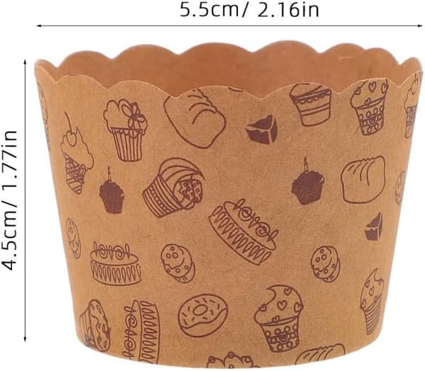 50 STK kraft bakekopper, non-stick, solide for hjemmebaking og dessertutstilling til fest