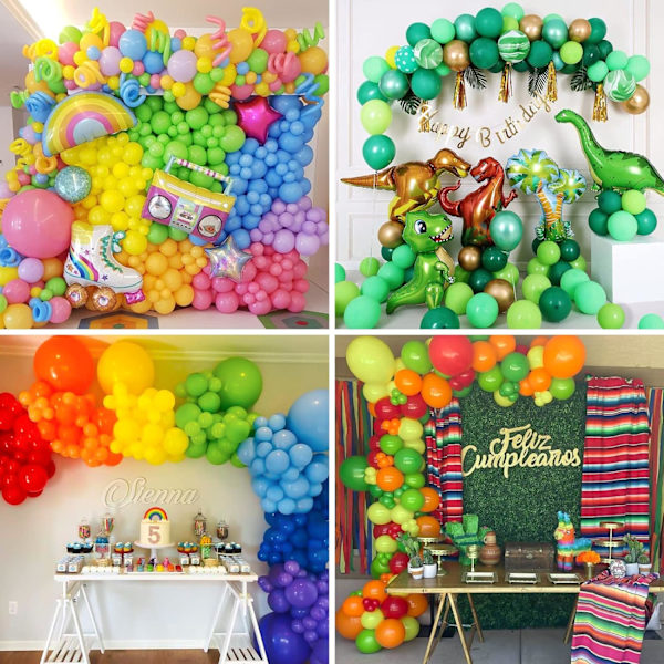 Lime Green Balloons 129pcs Light Green Balloons 18 12 10 5 Inch Fruit Green Latex Party Balloons for Birthday Dinosaur Jungle Baby Shower Decoration Lime Green