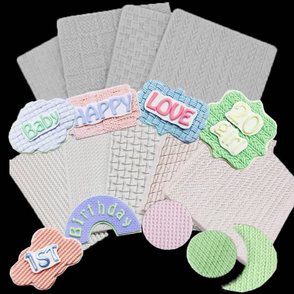 (Sett med 5) Strikking Silikon Fondant Form/strikk Simpress Tex