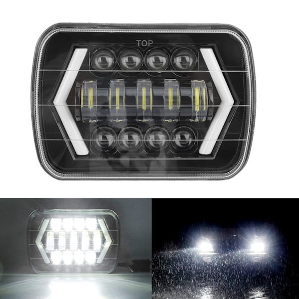 300W 7 tommers LED-bilfrontlys i aluminiumskall, firkantet, passer til Jeep Wrangler