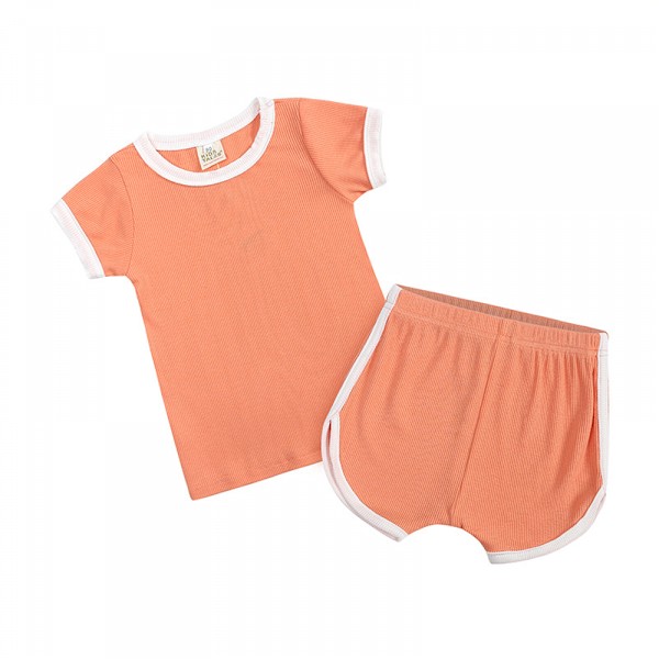 Toddler Solid Cotton Daily Short Summer Pyjamas,S(Orange)