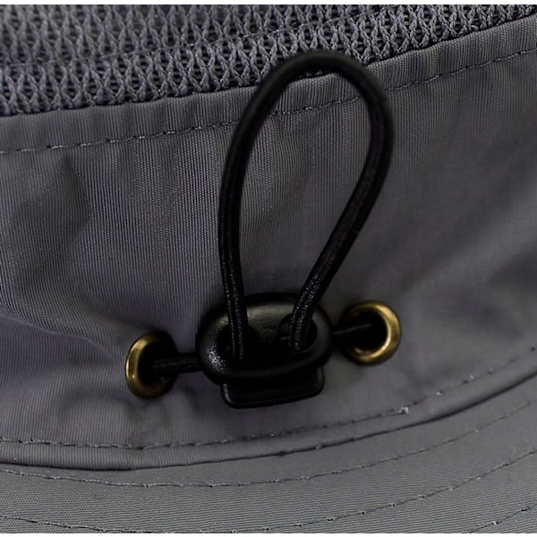 Hatt för män med solskydd UPF 50+ bred brätte hinkhatt vindtät fiske Dark Gray