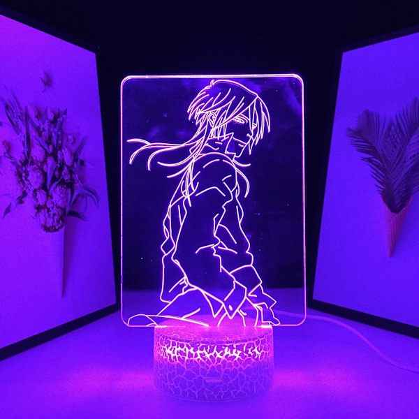Svart Butler Anime Figur LED Nattlampa för Sovrumsdekor