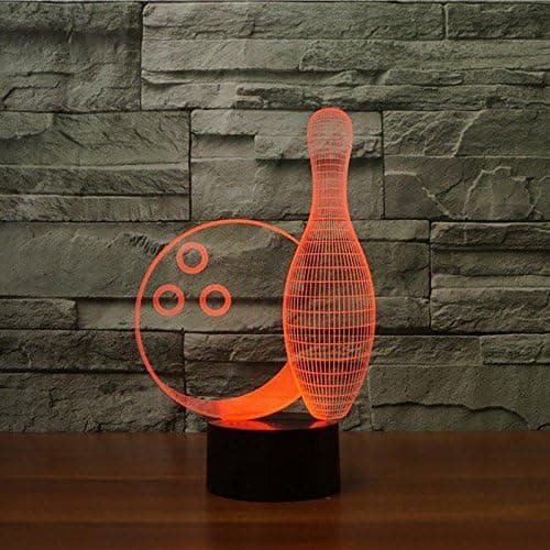 3D Bowling Nattlys Bord Skrivebord Optisk Illusjon Lamper 7 C