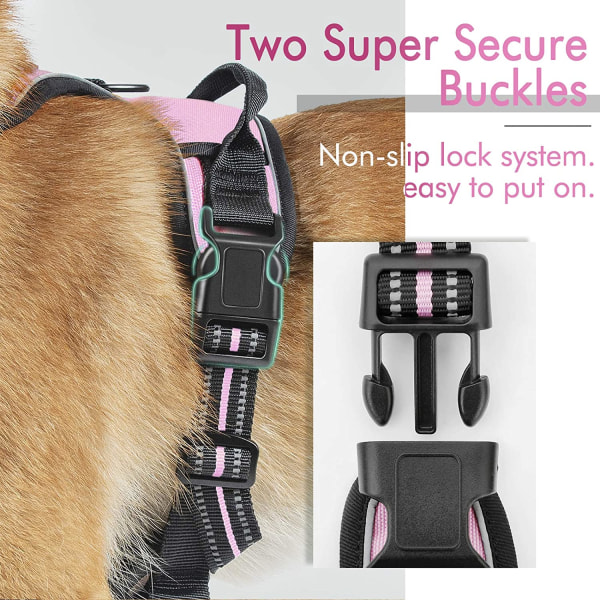Hundsele, icke-dragbar husdjursbärare med 2 bältesklämmor, Adjusta Pink