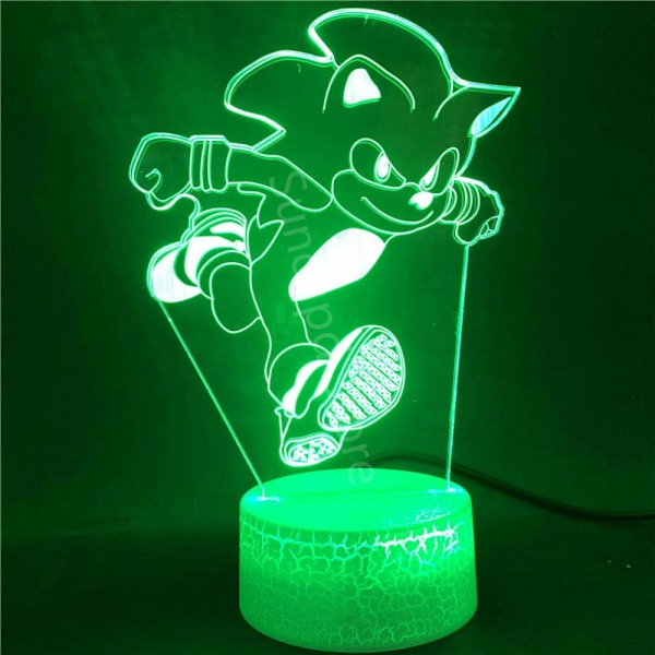 3D nattlampa LED nattlampa 3D Sonic The Hedgehog tecknad