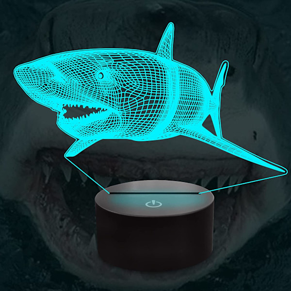 3D Haj Natthållare, Anywin 16 Färger Fjärrkontroll LED Lampa Rum Heminredning