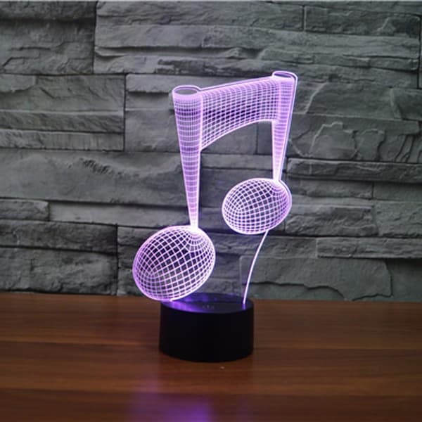 3D Musiknot Nattljus Touch Bordsskiva Optisk Illusion