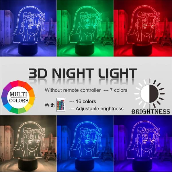 Anime 3D Ljus Zero Two Lampa Figur LED Nattljus Barn Flicka