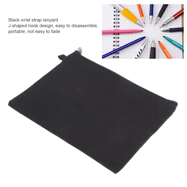 10 st canvas kosmetiska väskor med svart snöre bärbar multifunktionell tom DIY hantverksväska för resemakeupväska Black