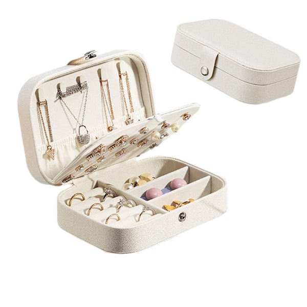 Smyckeskrin Organizer Liten Resa PU Läder Smycken Förvaringslåda för Ringar Örhängen Halsband BH
