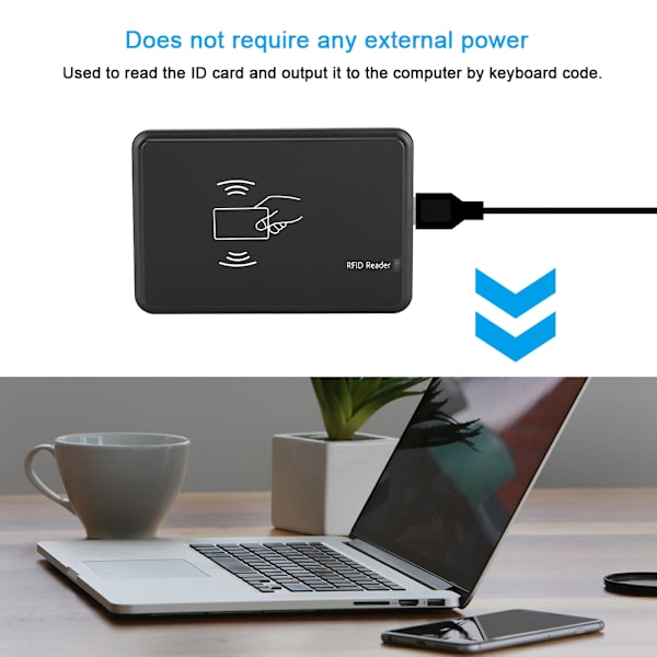 Bärbar 125KHz ID-kortläsare Drive Free med USB-kabelstöd för Windows-system