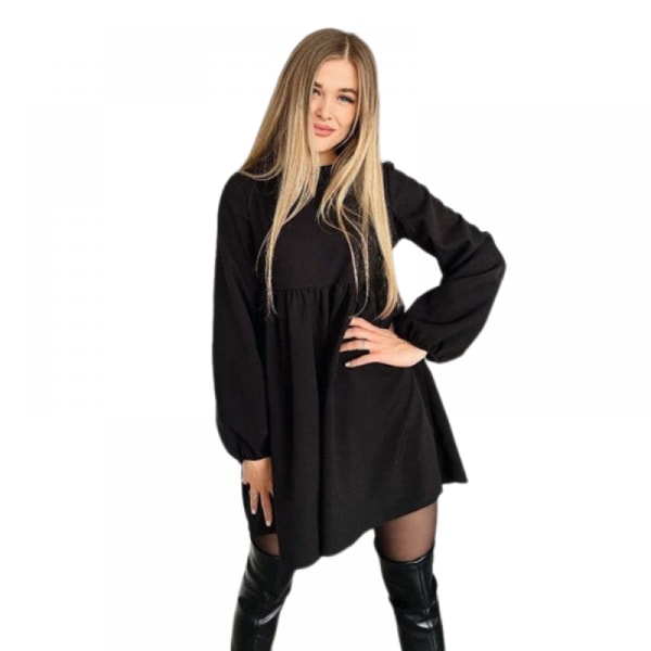Ruffle Chiffon Elegant Mini Short Skirt Dresses(Black S)