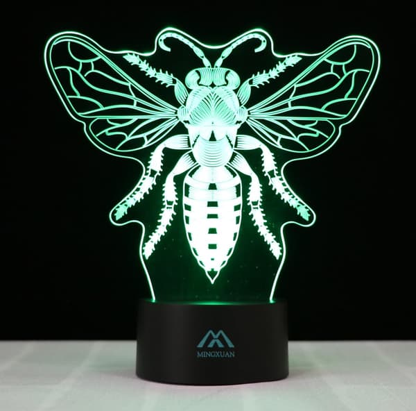 3D Drosophila Natlampe Illusion Dyr lampe 7 Farve Touch