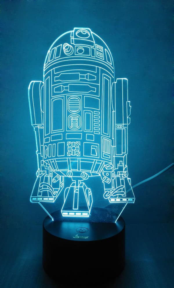 R2-D2 Robot 3D Natlampe LED Illusionslampe Sengelampe Skrivebord Ta